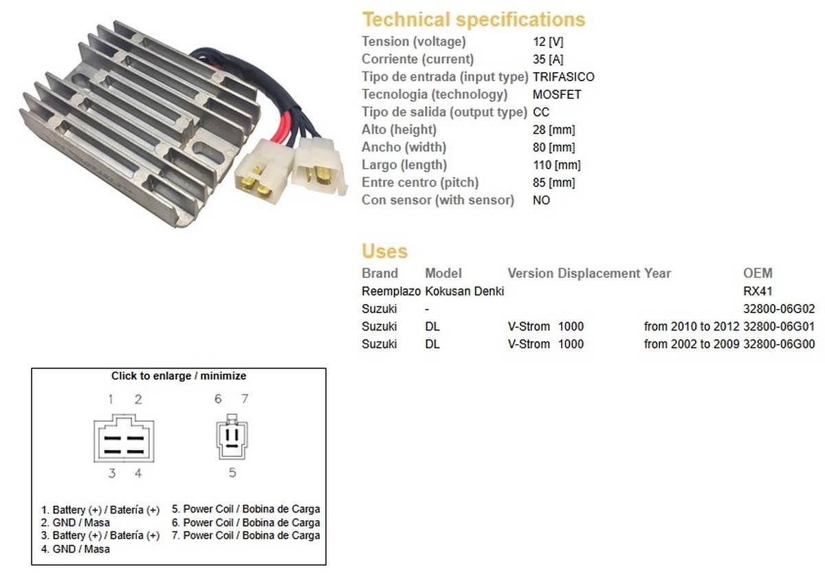 Dze Regulator Napięcia Suzuki Dl 1000 V-Strom '02-'12 35A 32800-06G01; 3280