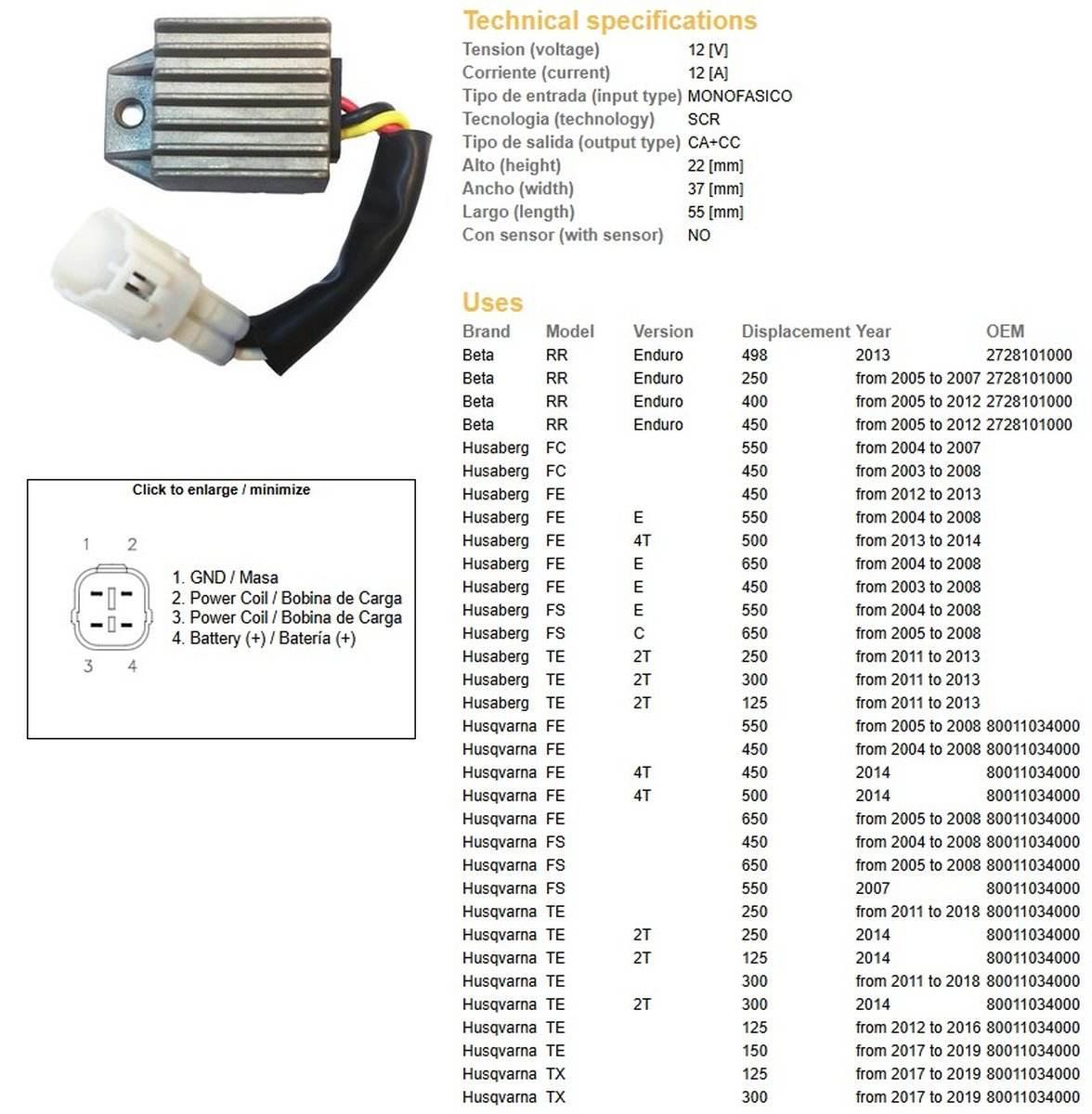 Dze Regulator Napięcia Ktm Exc 125/200/250/300/400/525/530 '98-'13; Xc-W 25