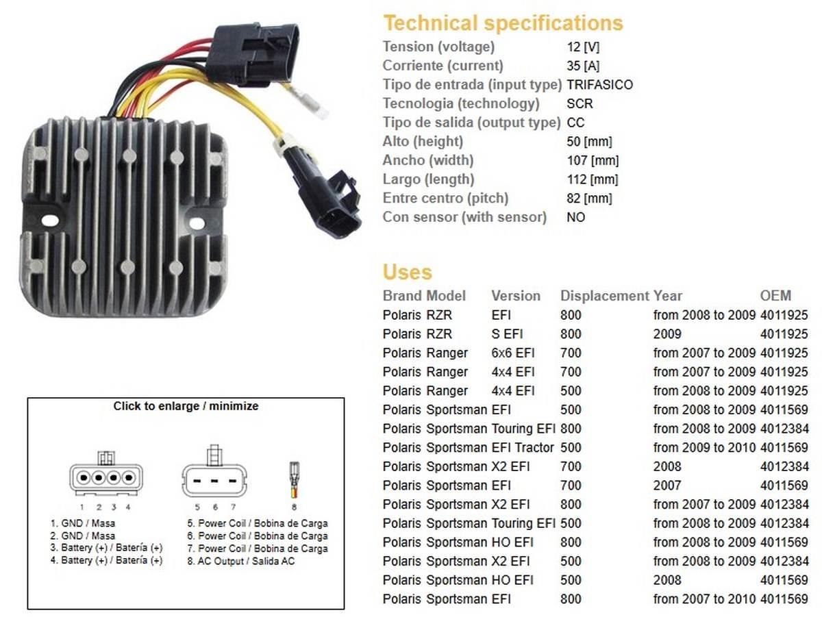 Dze Regulator Napięcia Polaris Sportsman Efi 500/700/800; Ranger Efi 500/70