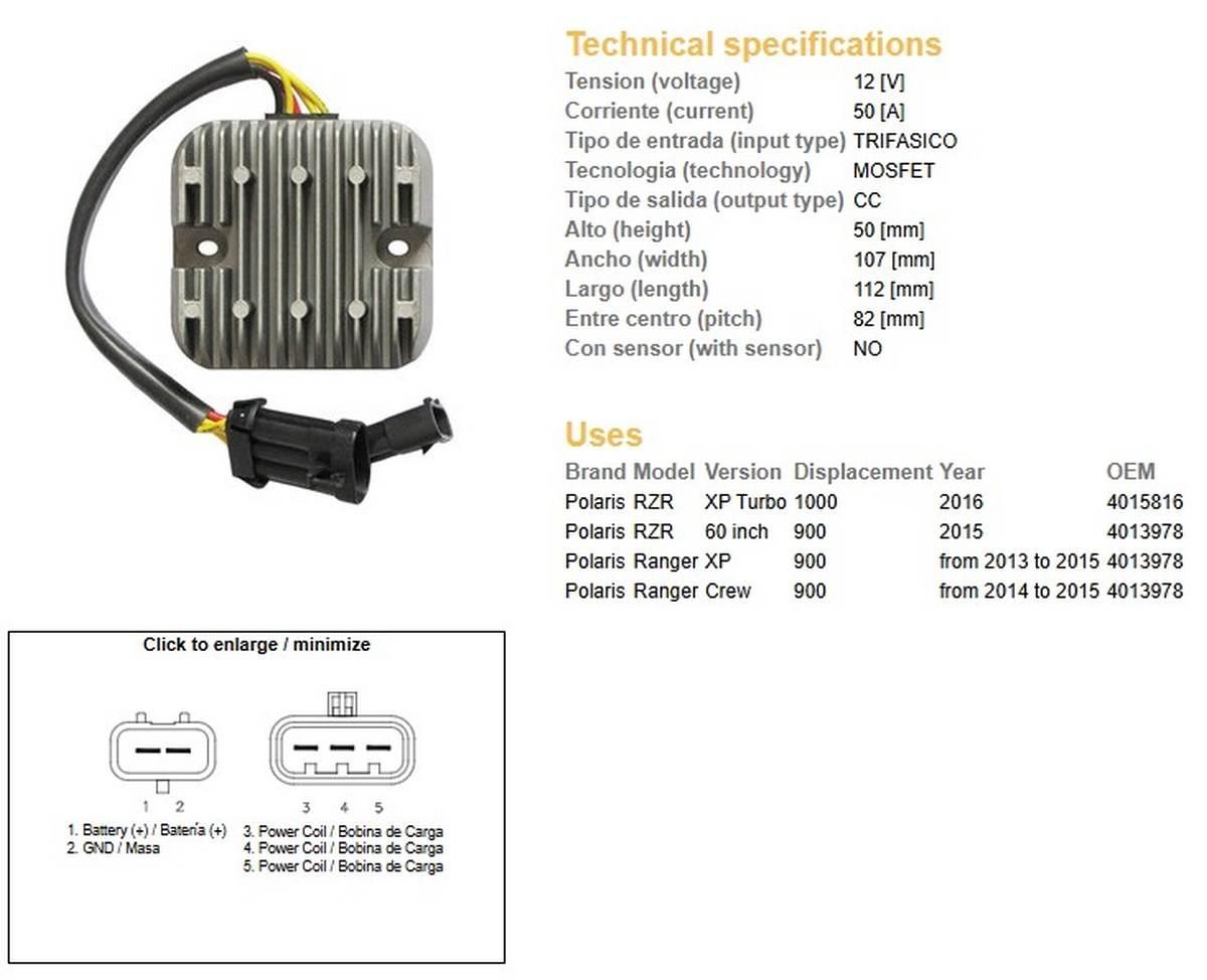 Dze Regulator Napięcia Polaris Ranger 900 '13-'15; Rzr 900/1000 '15 50A 401