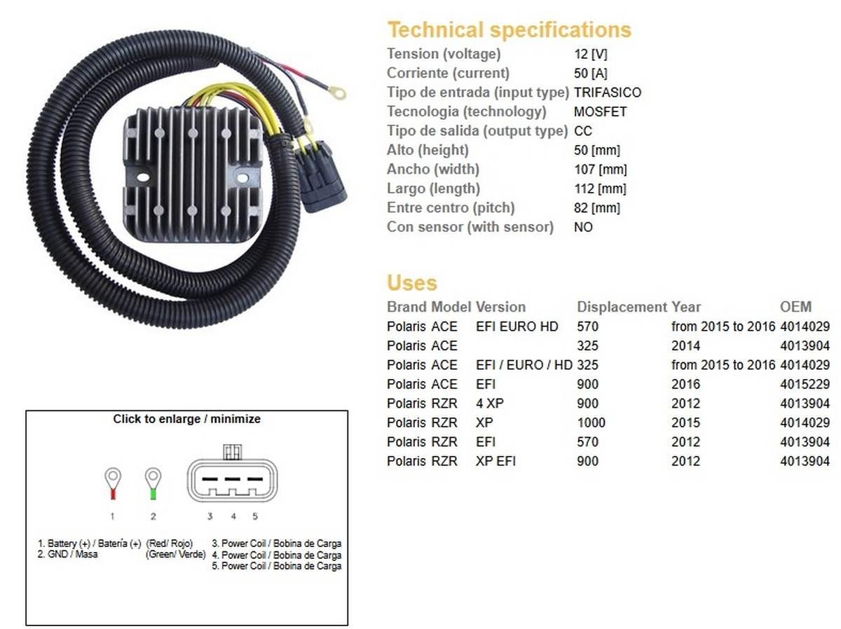 Dze Regulator Napięcia Polaris Ace 325 Efi '14-'16; 570 Efi '15-'16; 900 '1