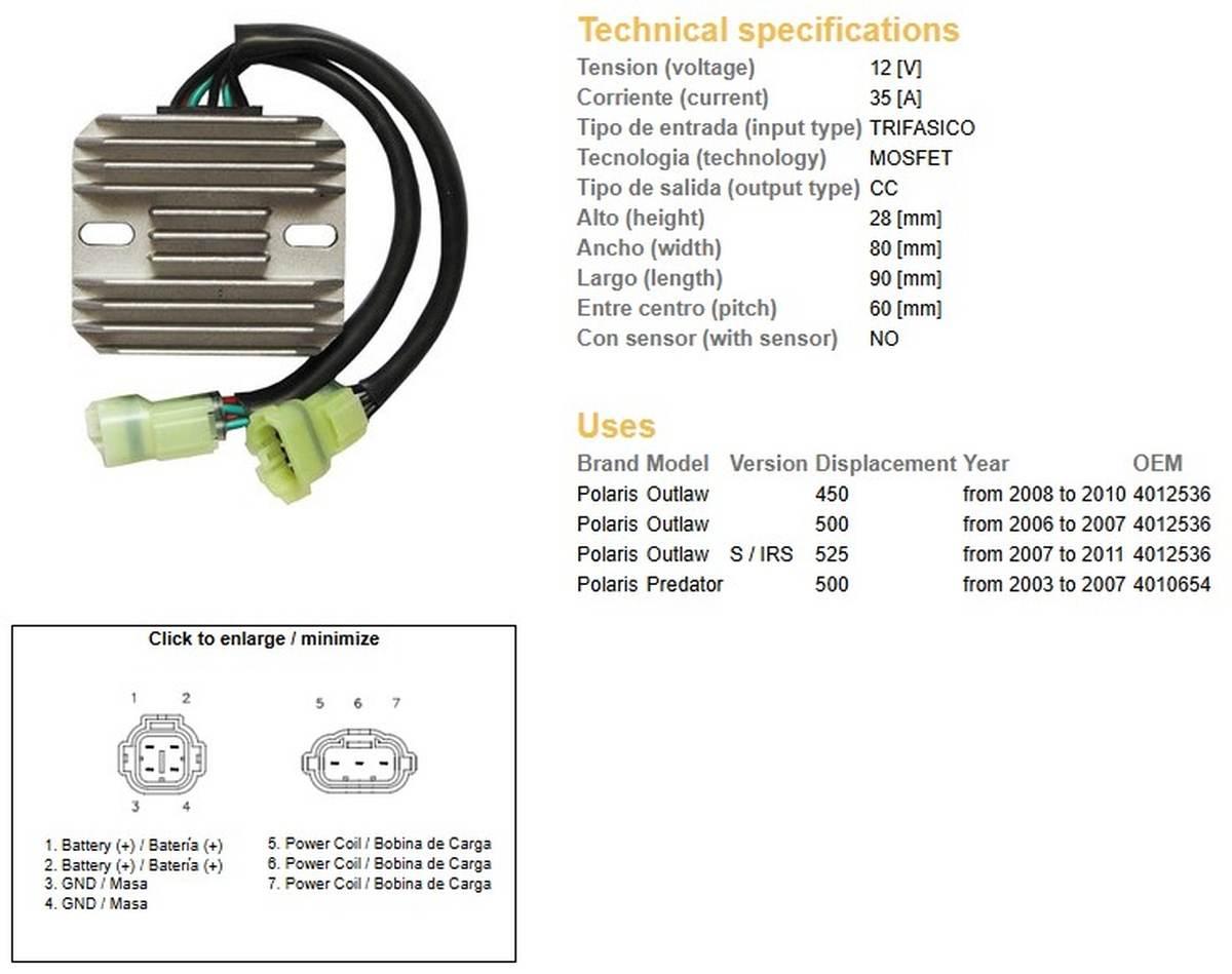 Dze Regulator Napięcia Polaris Predator 500 '03-'07; Outlaw 400/500/525 '06