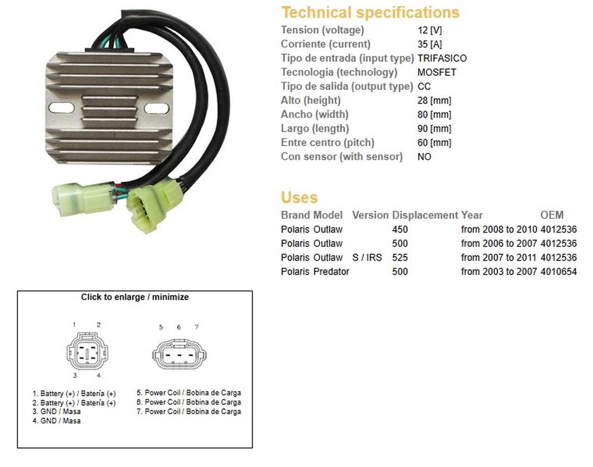 Dze Regulator Napięcia Polaris Predator 500 '03-'07; Outlaw 400/500/525 '06 - zdjęcie 2