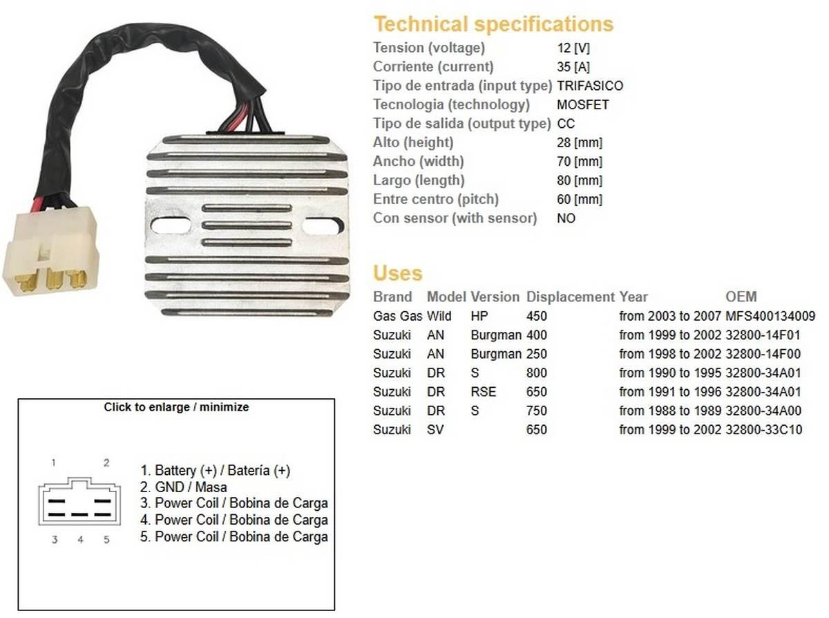 Dze Regulator Napięcia Suzuki An 250 Burgman '98-'02; An 400 Burgman '99-'0