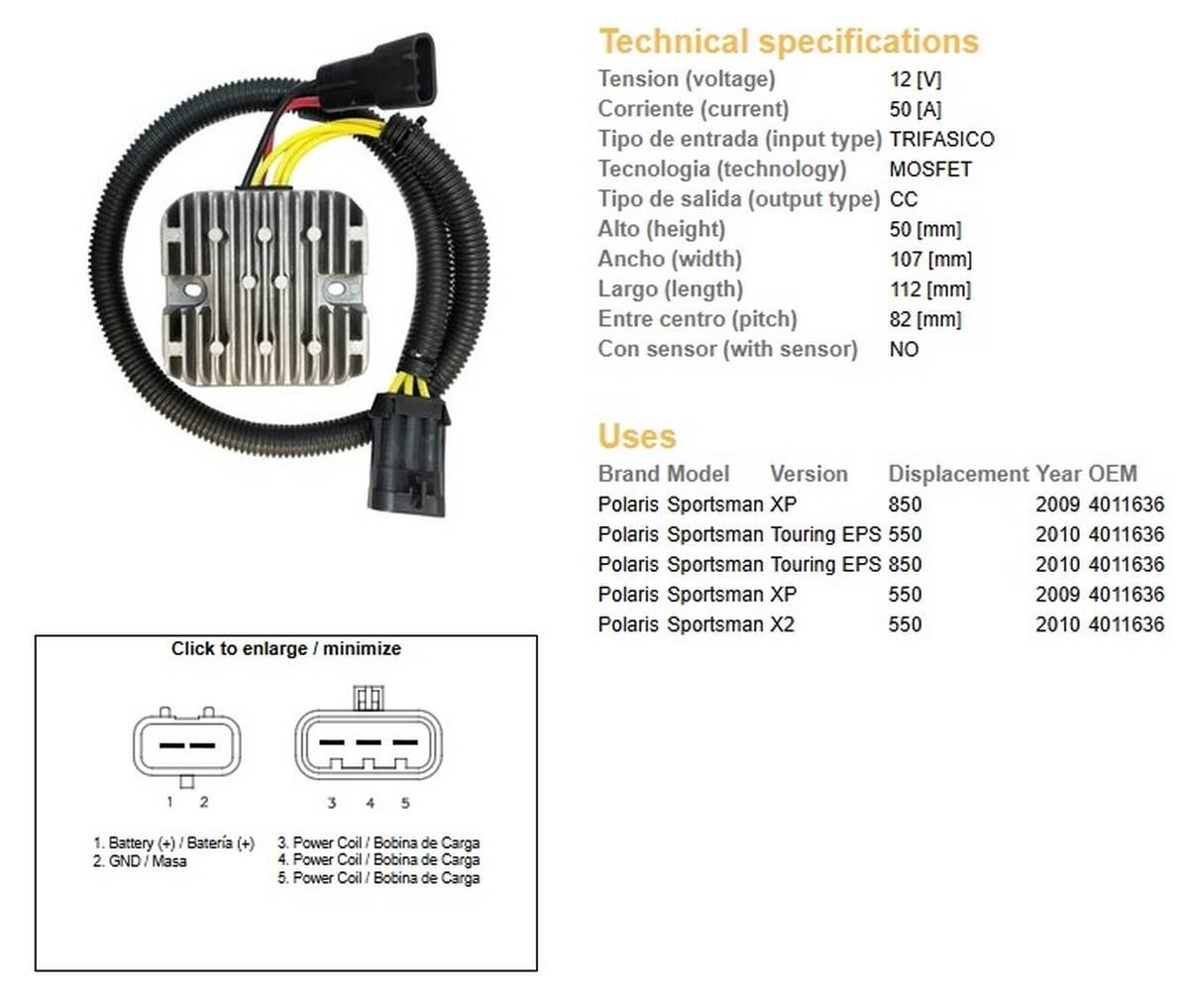 Dze Regulator Napięcia Polaris Sportsman 550 '09-'10, 850 '09-'10 40111636 - zdjęcie 2