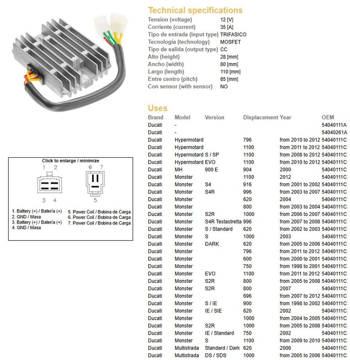 Dze Regulator Napięcia Ducati 600/620/748/750/796/800/900/916/944/992/996/1 - zdjęcie 2