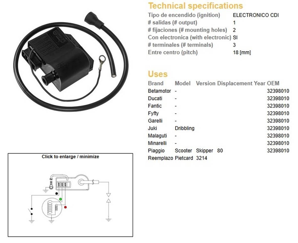 Dze Cewkomoduł Fantic/Malaguti/Minarelli/Piaggio/Betamotor 32398010