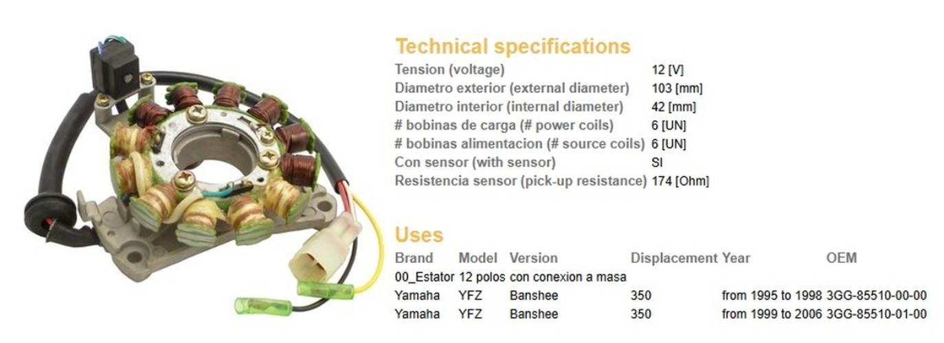 Dze Uzwojenie Alternatora Stator Yamaha Yfz 350 Banshee '95-'06 3Gg-85510-0