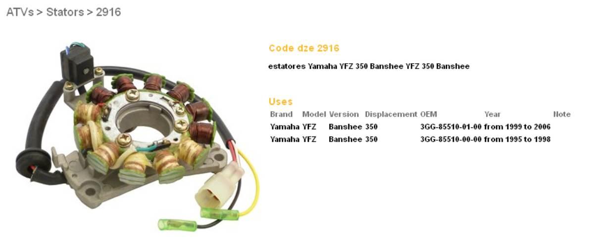 Dze Uzwojenie Alternatora Stator Yamaha Yfz 350 Banshee '95-'06 3Gg-85510-0 - zdjęcie 2