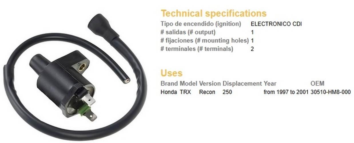 Dze Cewka Zapłonowa Honda Trx 250 Recon '97-'01 30510-Hm8-000