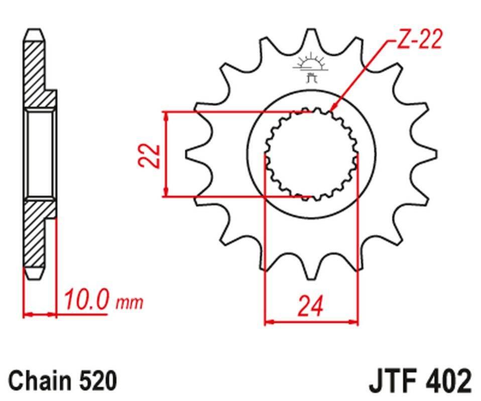 Jt Zębatka Przednia 402 16 Z Gumą Bmw F 650 '94-'15, Aprilia Pegaso 650 '98
