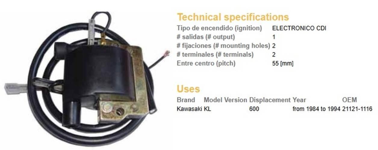 Dze Cewka Zapłonowa Kawasaki Klr 600 '84-'94 21121-1116 - zdjęcie 2