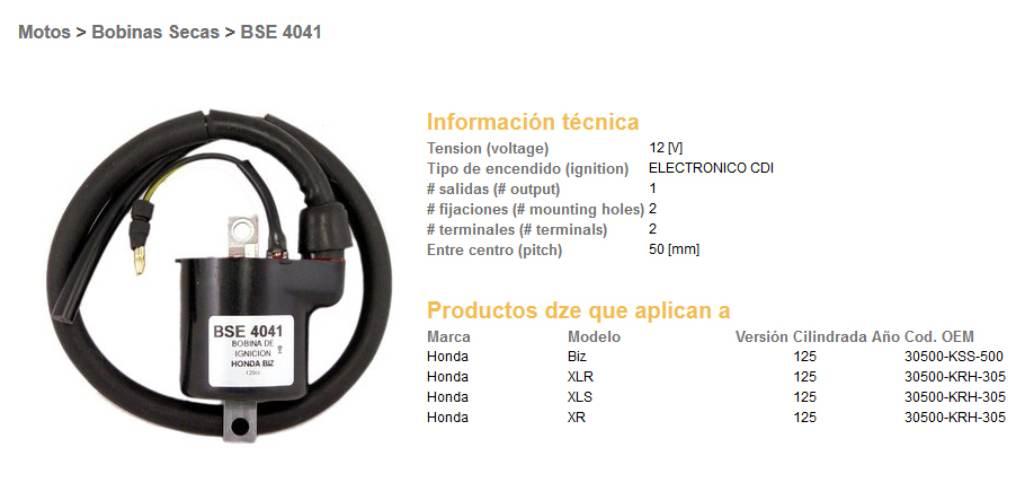 Dze Cewka Zapłonowa Honda Xlr 125, Xl 125S; Xr 125 30500-Krh-305