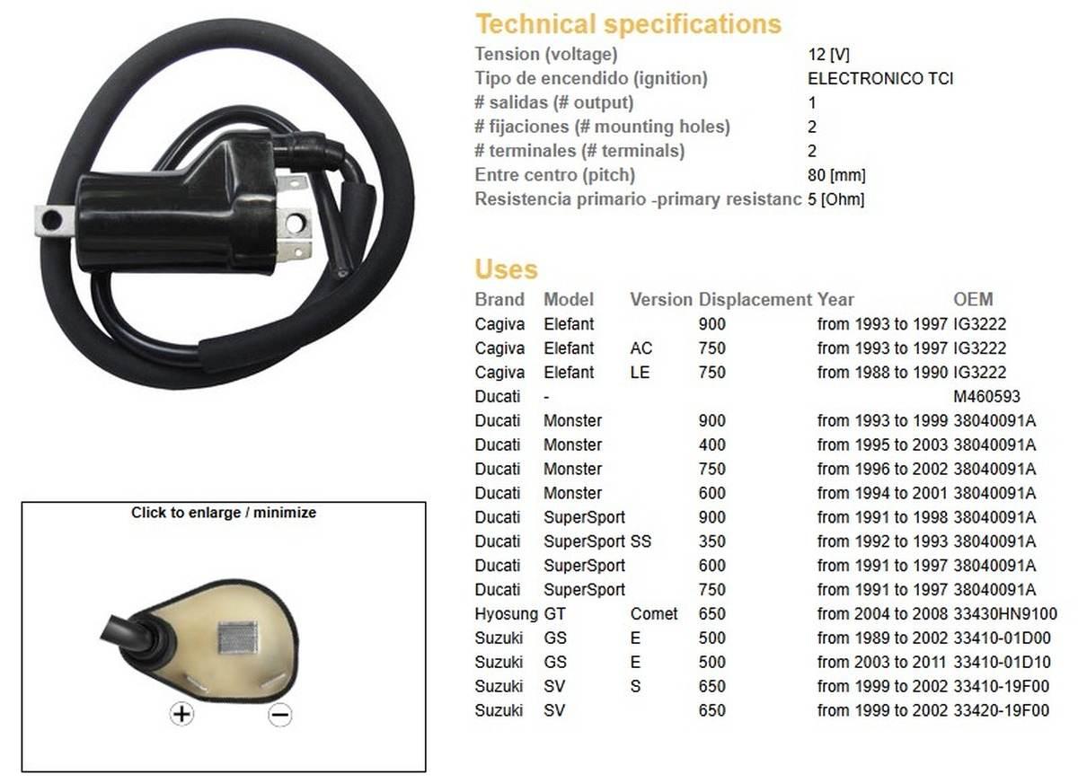 Dze Cewkomoduł Cagiva Elephant 750/900 '93-'97; Ducati Monster 900 '93-'99;