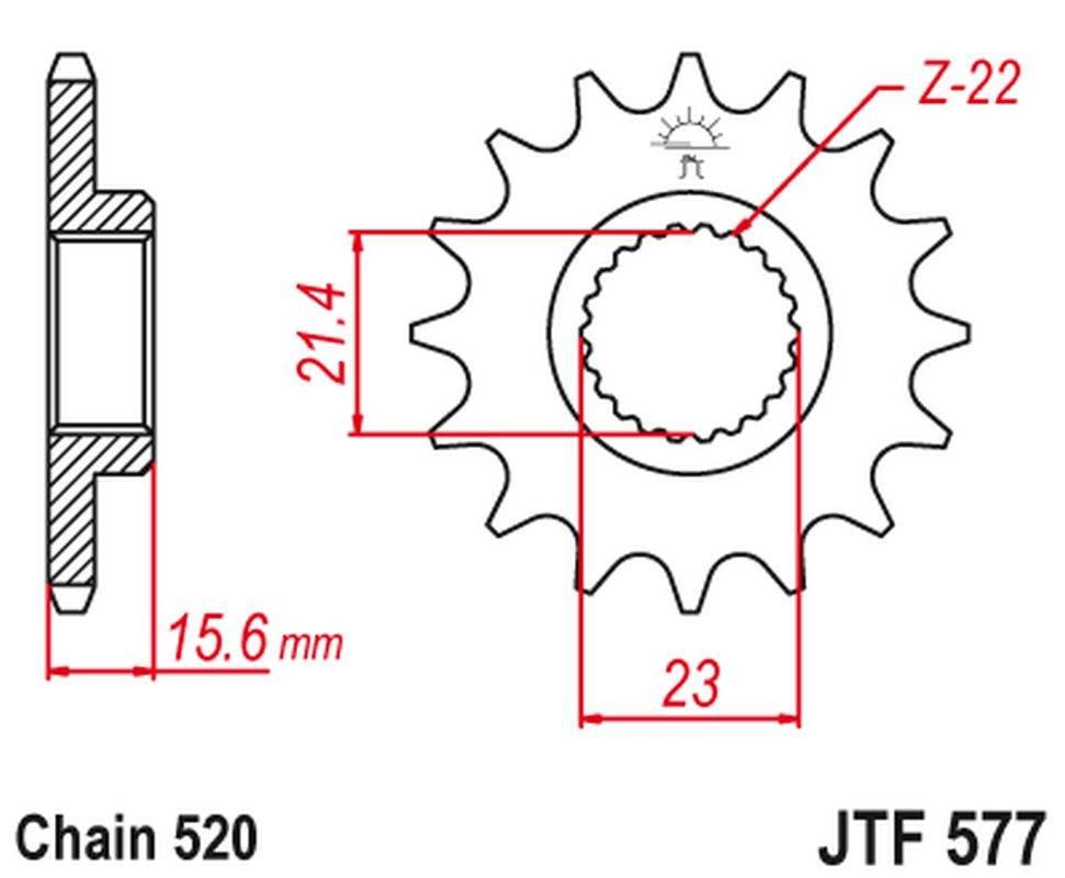 Jt Zębatka Przednia 441 15 Yamaha Xt 600 '89-'98, Xtz 660 '91-'98 44115Jt Ł - zdjęcie 2