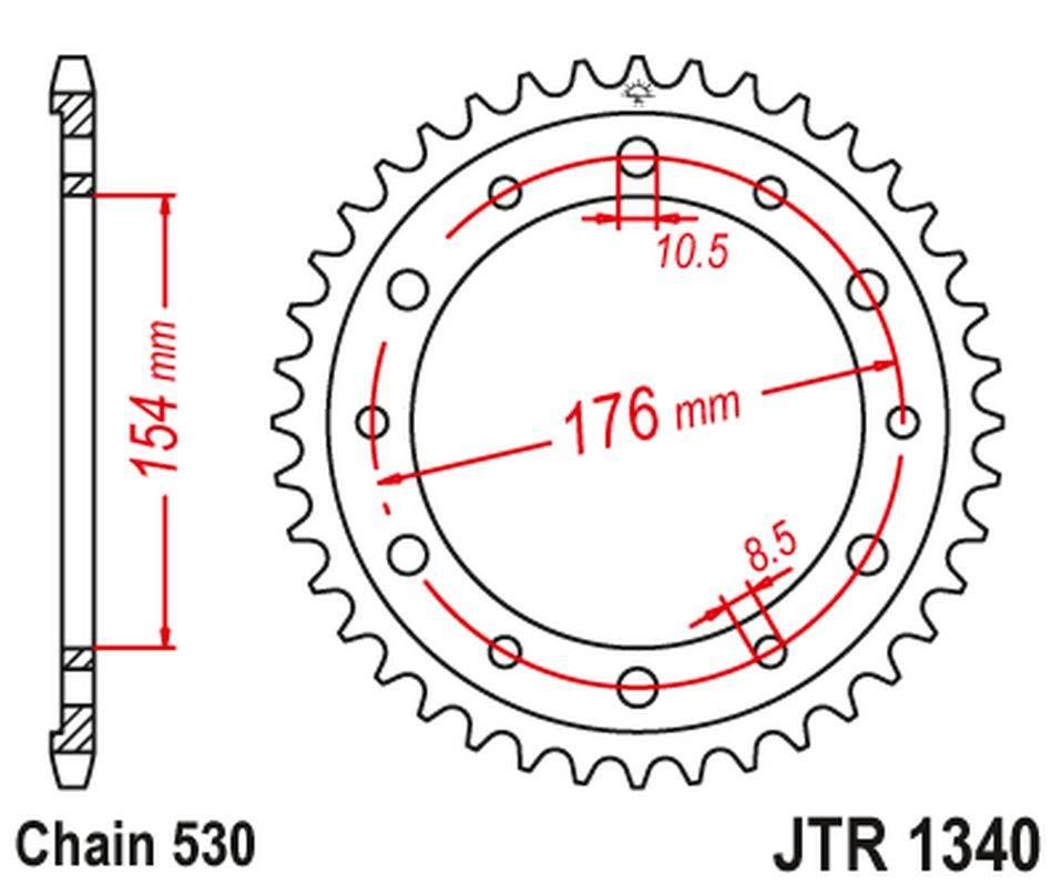 Jt Zębatka Tylna 4434 43 Honda Vfr750, Vfr800 V-Tec '02-'14, Vfr800X Crossr