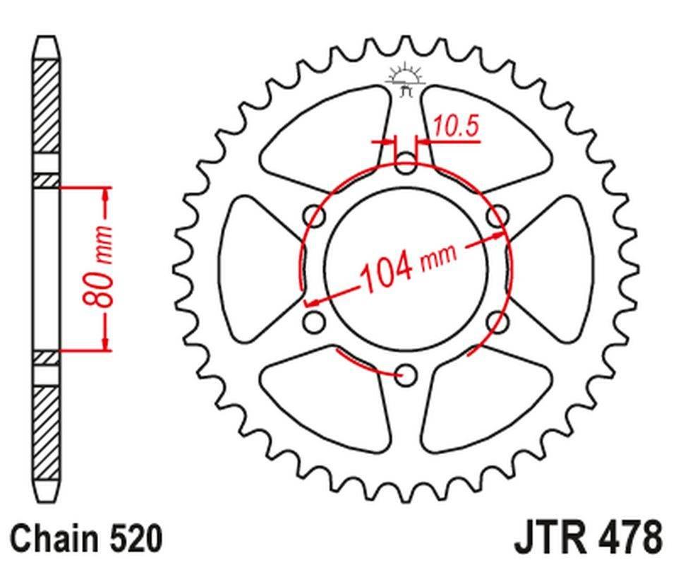 Jt Zębatka Tylna 478 45 Kawasaki Zx6R 05-20 Z750 04-12 Może Być Zastąpiona