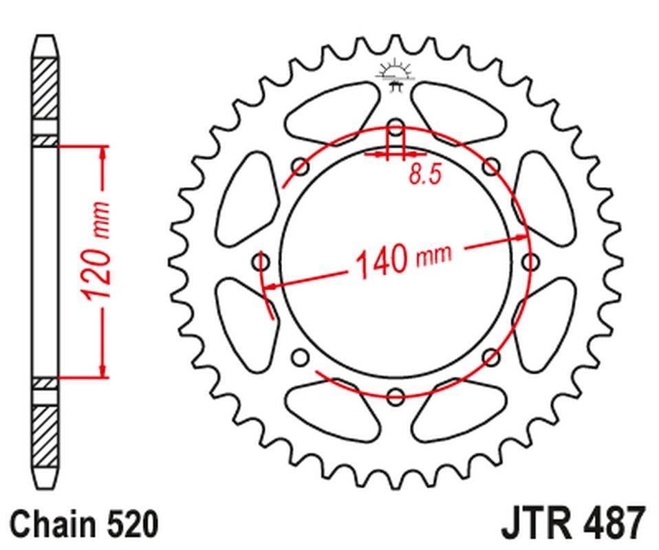 Jt Zębatka Tylna 491 43 Kawasaki Klr 650C '95-'03 49143Jtzbk Łańc. 520 Kolo