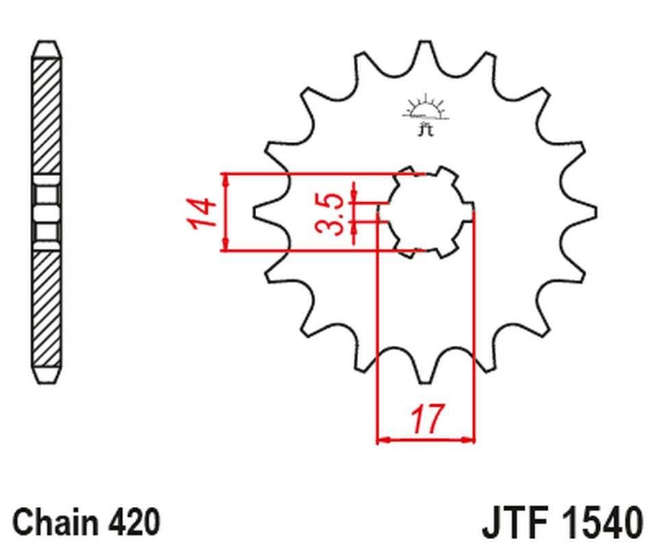 Jt Zębatka Przednia 504 14 Kawasaki Z125 Pro Br125 '17-'18 50414Jt Łańc. 42