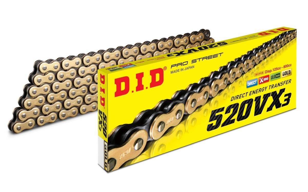 Did Łańcuch Napędowy 520Vx3Gb-120 120 Ogniw X-Ring Złoty Otwarty + Zakuwka