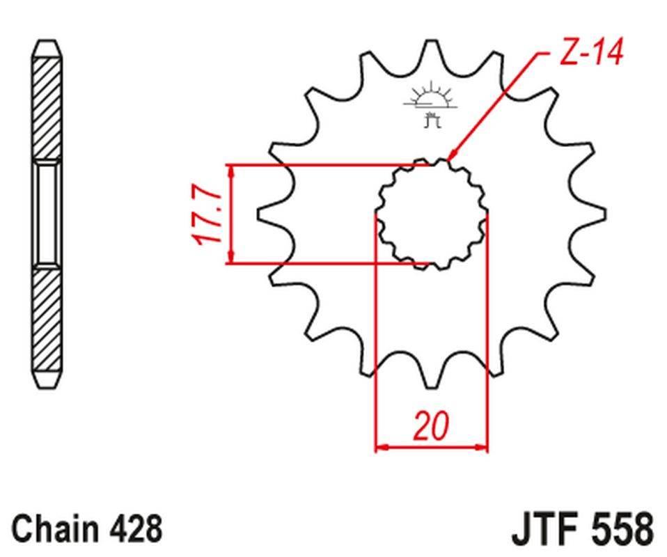Jt Zębatka Przednia Z Gumą 577 16 Yamaha Dt 125R '93-'06, Kawasaki Ninja 12
