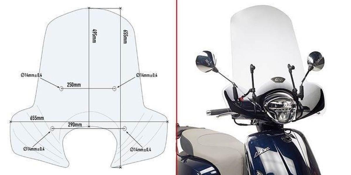 Kappa Szyba Kymco Like 125 17-18 Przezroczysta 49,5 X 65,5 Cm - Potrzebne M