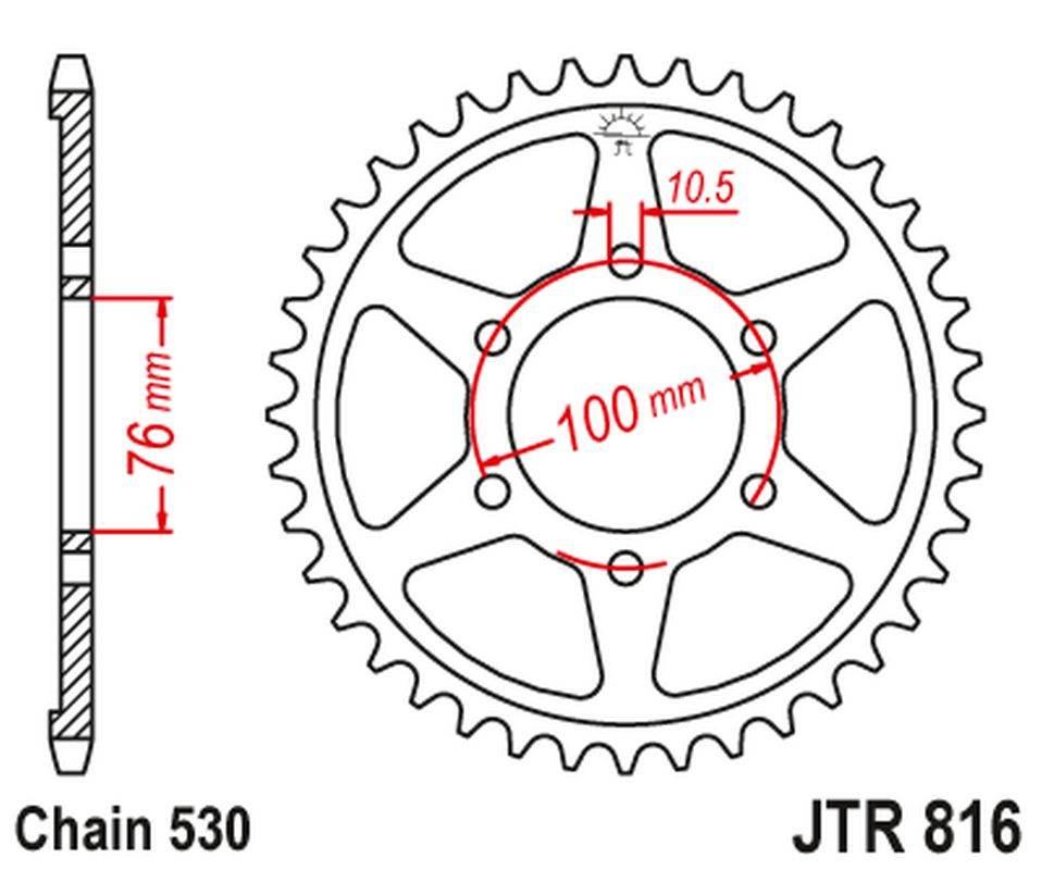 Jt Zębatka Tylna 816 45 Suzuki Gsxr1100, Gsxr750 92-95 81645Jtzbk Łańc. 530