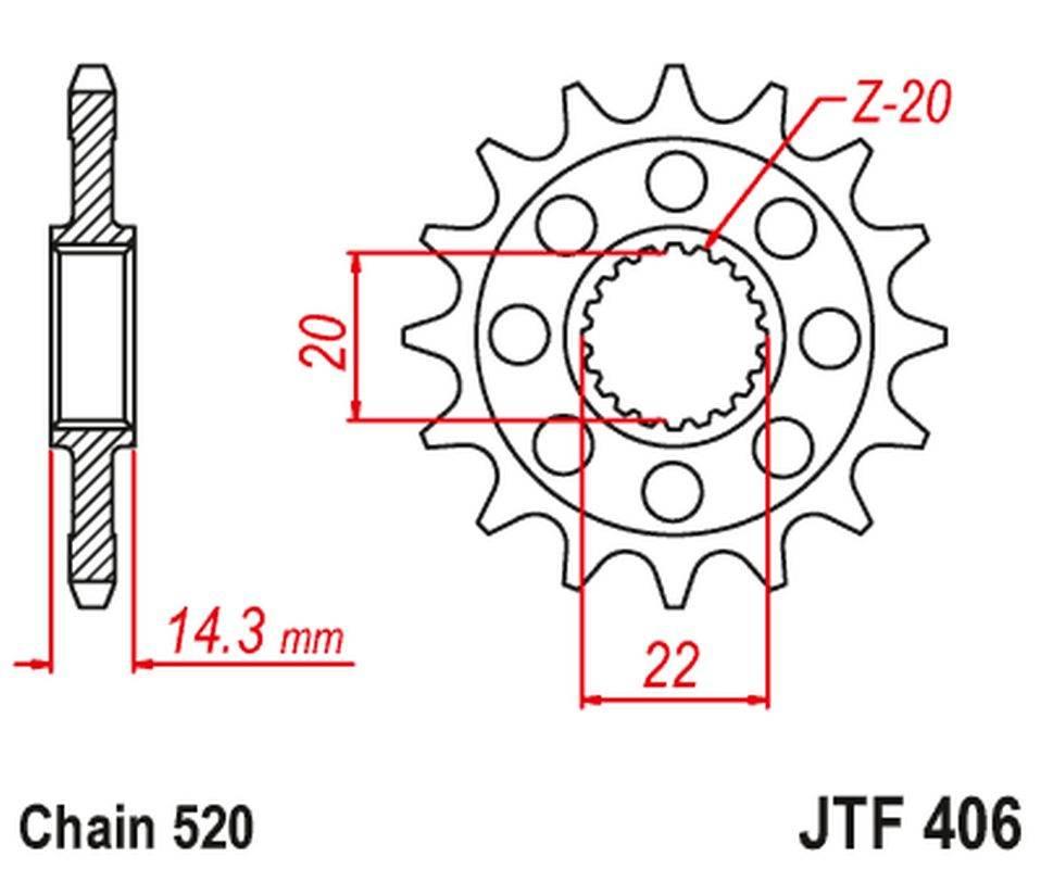 Jt Zębatka Przednia Bmw G310Gs '16-, G310R '16-, Jtf406.16 * Łańc. 520