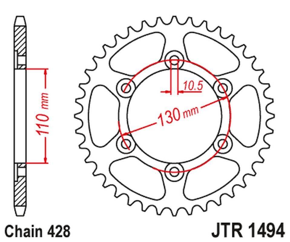 Jt Zębatka Tylna 1494 56 Kawasaki Ninja 125/Z 125 '19 Jtr1494.56 * Łańc. 42