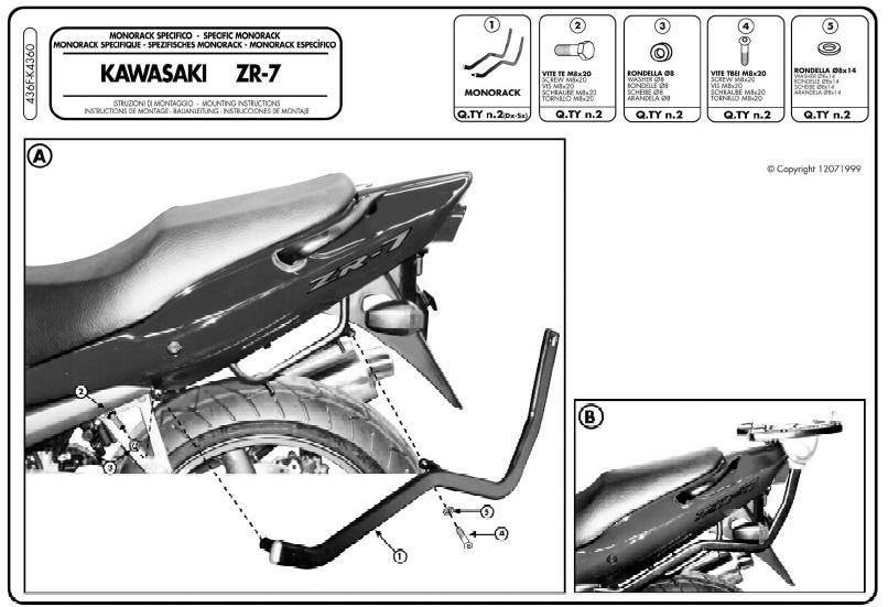 Kappa Stelaż Kufra Centralnego Kawasaki Zr7 Zr7S 750 99-04 Bez Płyty