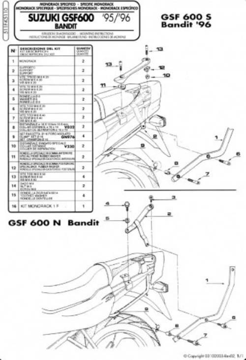 Kappa Stelaż Kufra Centralnego Suzuki Gsf 600 Bandit S 96-99 Gsf 1200 Bandi