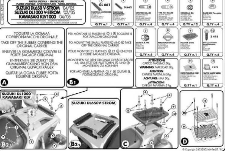 Kappa Stelaż Kufra Centralnego Suzuki Dl 650 V-Strom 04-11 Dl 1000 V-Strom