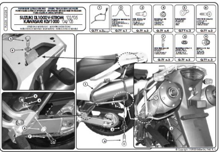 Kappa Stelaż Kufrów Bocznych Monokey Suzuki Dl 1000 V-Strom 02-11 Kawasaki