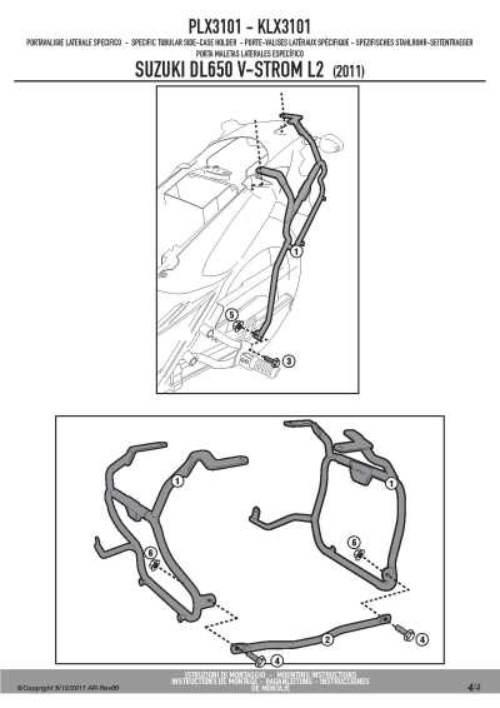 Kappa Stelaż Kufrów Bocznych Monokey Side Suzuki Dl 650 V-Strom 11-16 - Tyl