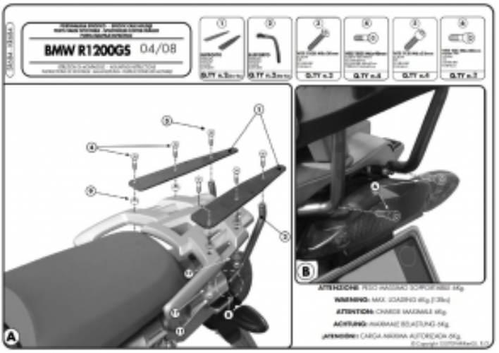 Kappa Stelaż Kufra Centralnego Bmw R 1200Gs 04-12 Z Płytą Monokey Do Zamoco