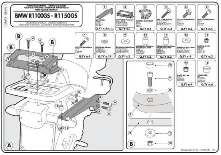 Kappa Stelaż Kufra Centralnego Bmw R 1100Gs 94-99 R 1150Gs 00-03 Z Płytą Mo