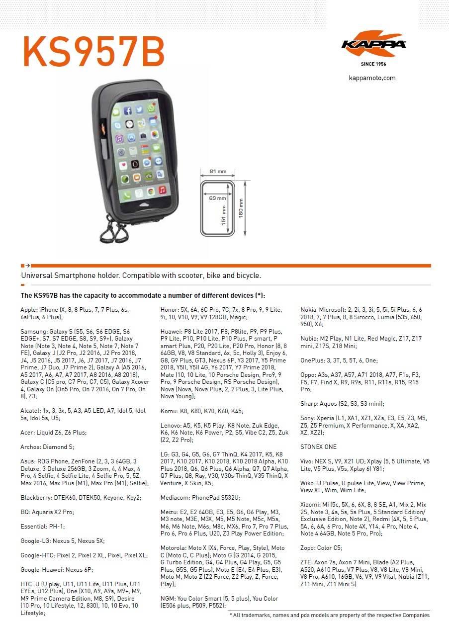 Kappa Torba Na Gps Smartphone Iphone X/8/7/6S/Plus, Samsung Galaxy S6/S7/S8