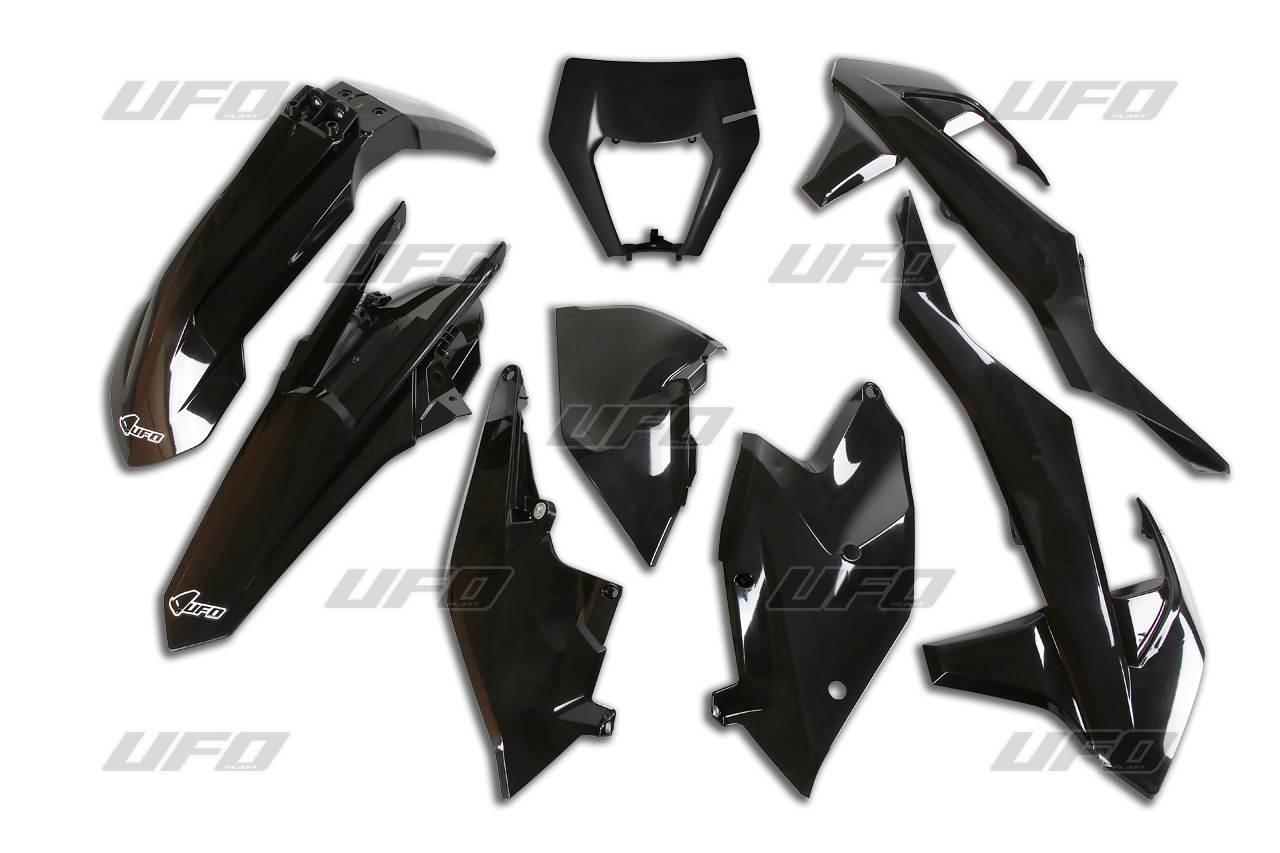 Ufo Komplet Plastików Ktm Exc/Exc-F Tpi '17-'19 Z Osłoną Lampy Kolor Czarny