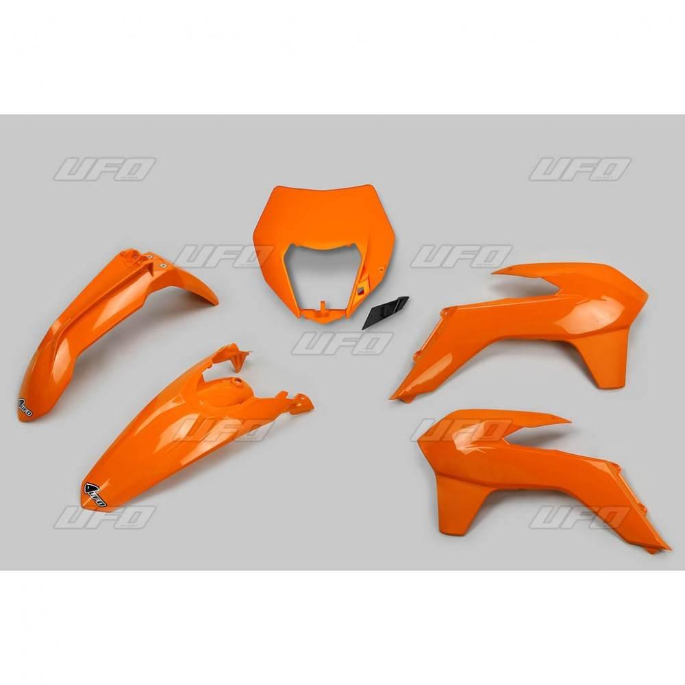Ufo Komplet Plastików Ktm Exc/Excf '14-'16 Z Osłoną Lampy Kolor Pomarańczow