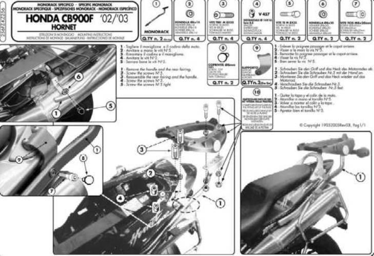 Kappa Stelaż Kufra Centralnego Honda Cb 900 Hornet 02-07 Bez Płyty