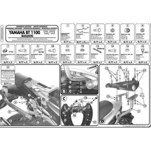 Kappa Stelaż Kufra Centralnego Yamaha Bt 1100 Bulldog 02-09 Bez Płyty