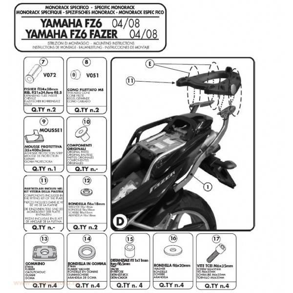 Kappa Stelaż Kufra Centralnego Yamaha Fz6 Fzs 600 Fazer 04-06 Fz6 S2 Fz6 60