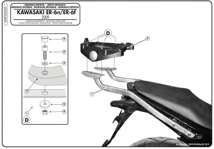 Kappa Stelaż Kufra Centralnego Kawasaki Er-6N Er-6F 650 09-11 Bez Płyty