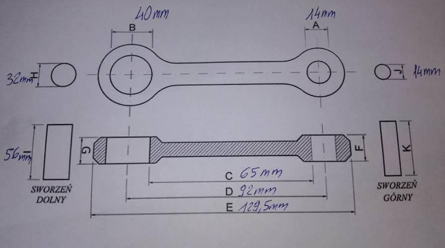 Wossner Korbowód 4T Husqvarna Tc 250 '10-'13, Te 250 '10-'13 03.6340 - zdjęcie 2