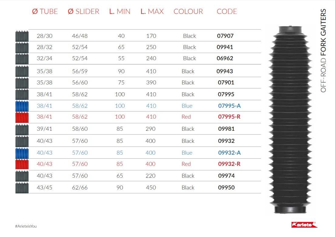 Ariete Gumy Teleskopów Na Lagę 28-30Mm I Goleń 46-48Mm Długość 40Mm-170Mm K - zdjęcie 2
