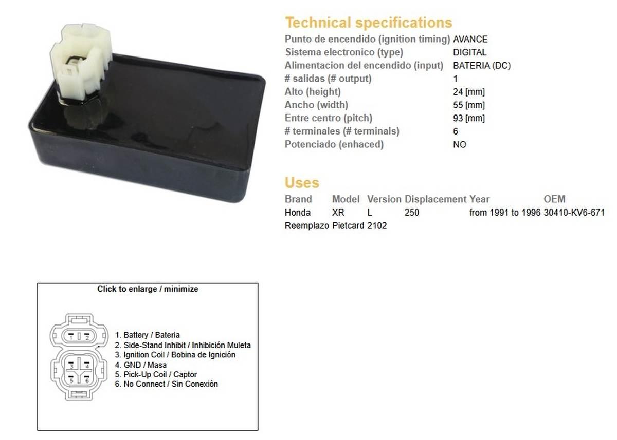 Dze Moduł Zapłonu Cdi Honda Xr 250L '91-'96 30410-Kv6-671