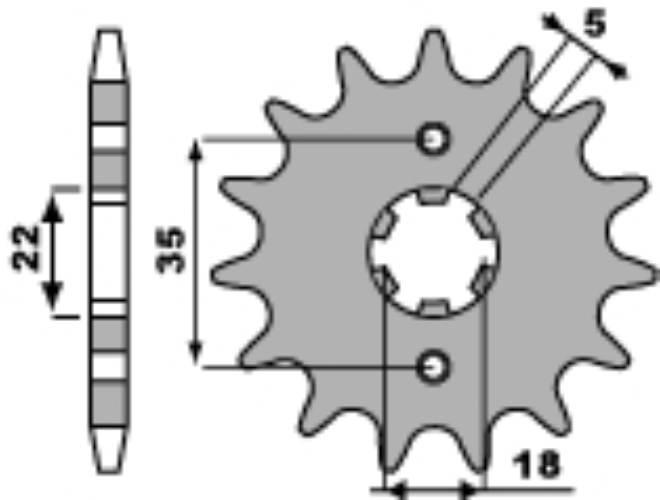 Pbr Zębatka Przednia 2053 13 18Nc Yamaha Tw 125`99-`04 Jtf1559.13 Łańc. 428