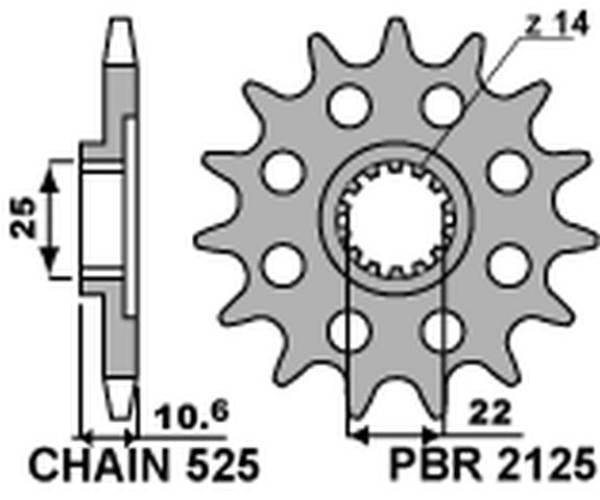 Pbr Zębatka Przednia 2125 15 18Nc Mv Augusta 910/920/989/990/1000 Made In I