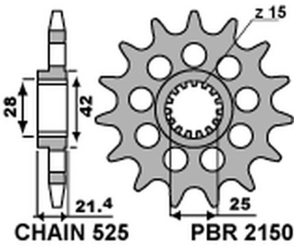 Pbr Zębatka Przednia 2150 16 18Nc Aprilia 750/1200 Łańc. 525 Jtf709.16 Made