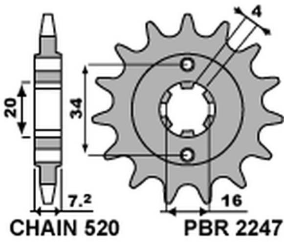 Pbr Zębatka Przednia 2247 13 18Nc Ktm 125 Duke 11-16 -1 Łańc. 520 Jtf1903.1